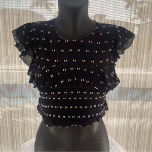 Black and White Ruffled Crop Top